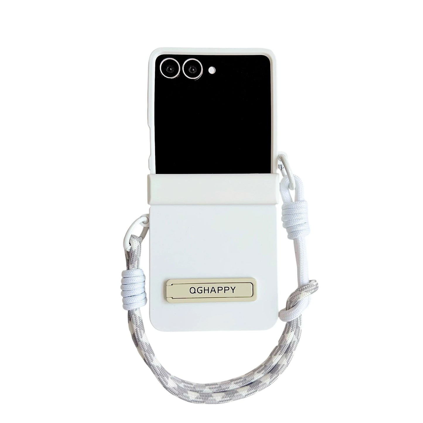 Korean Cute Gradient Color Phone Case For Samsung Galaxy Z Flip 7 6 5 4 3 ZFlip7 Flip6 5G Anti-lost Hand Strap Holder Back Cover