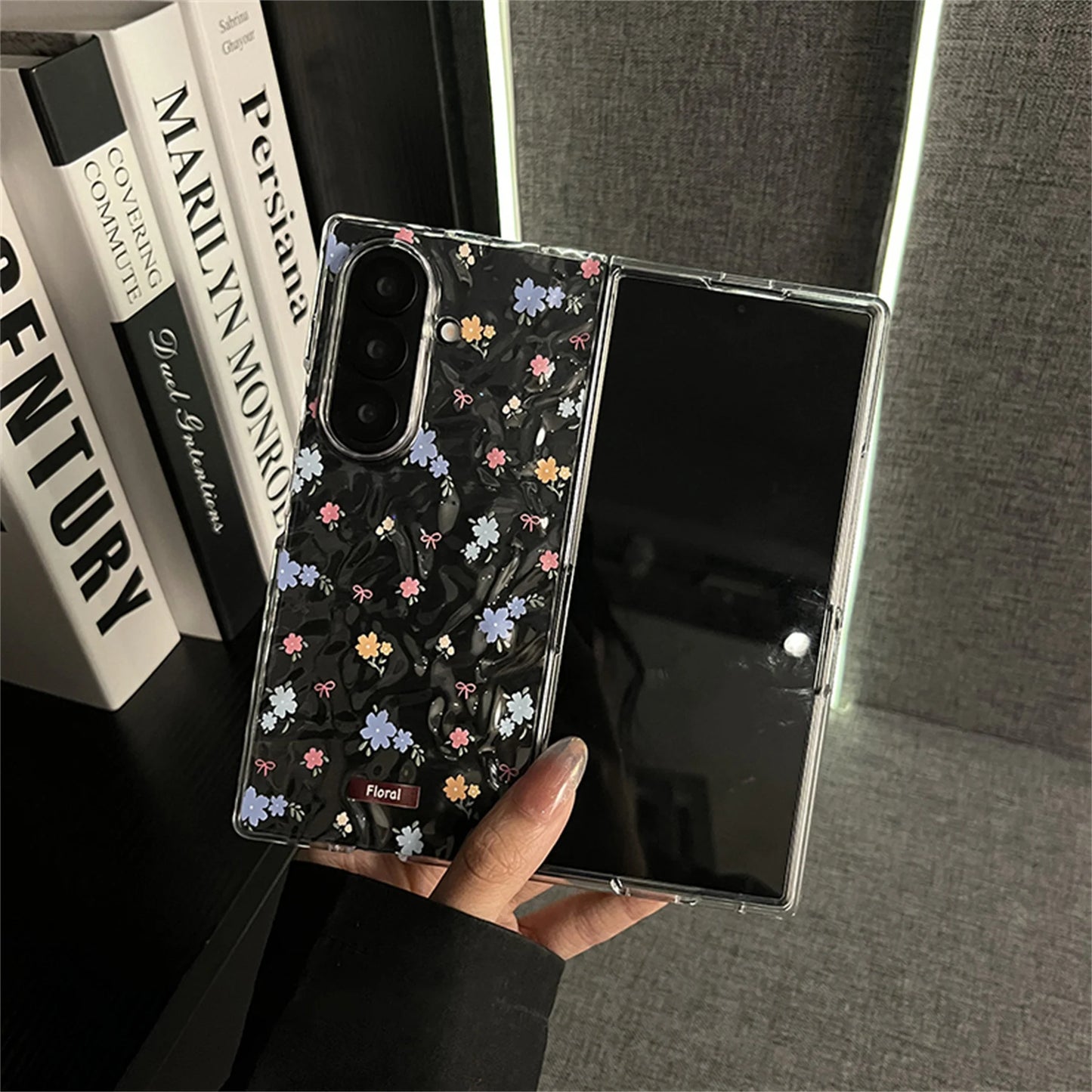 Cute Fresh Transparent Wrinkle Floral Flowers Phone Case for Samsung Galaxy Z Fold 6 Z Fold6 Fold7 Shockproof Back Cover