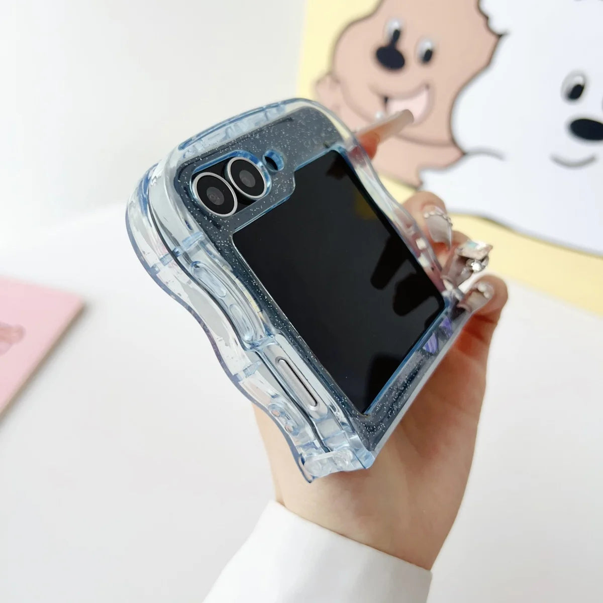 Luxury Cute Arc Wave Butterfly Bling Glitter Laser Sequins Case For Samsung Galaxy Z Flip 6 5 4 3 Soft Silicone Shockproof Cover