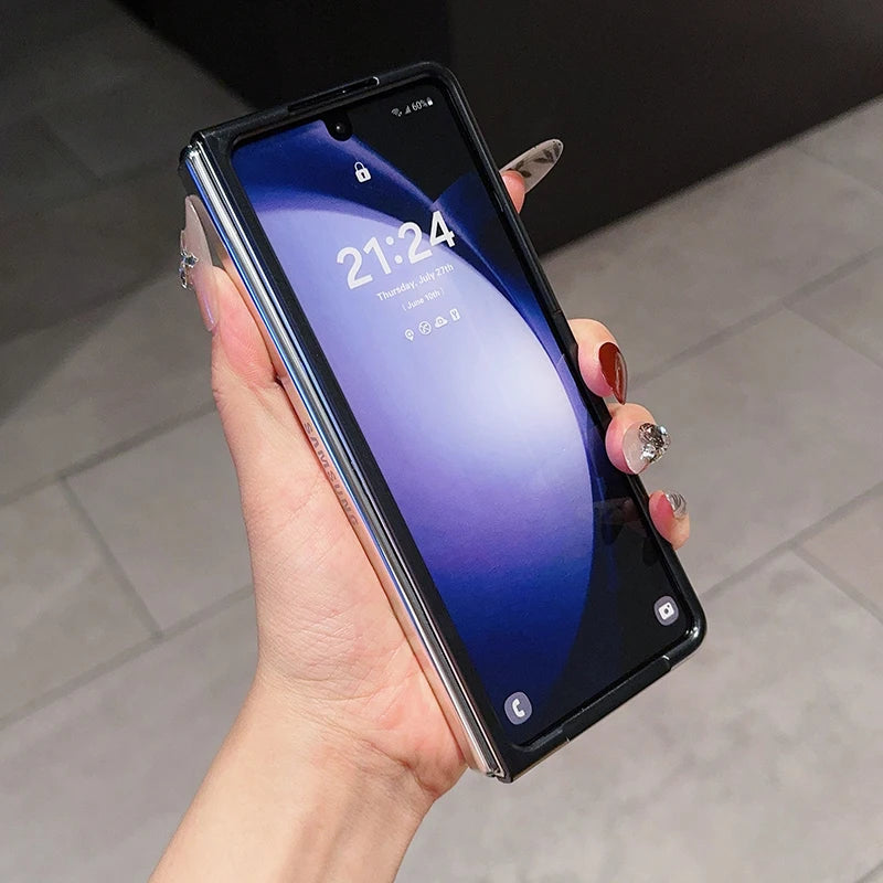 Luxury Snake Skin Texture Phone Case For Samsung Galaxy Z Fold 6 5 4 3 Hard Platic Shockproof Cover For Galaxy Z Fold4 ZFold3 5G