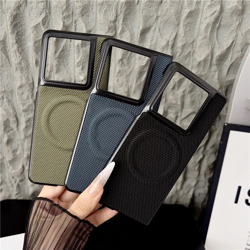 Case For Motolora Razr Fold Moto Razr 2026 For MagSafe Magnetic Nylon Woven Matte Leather Skin-friendly Cover