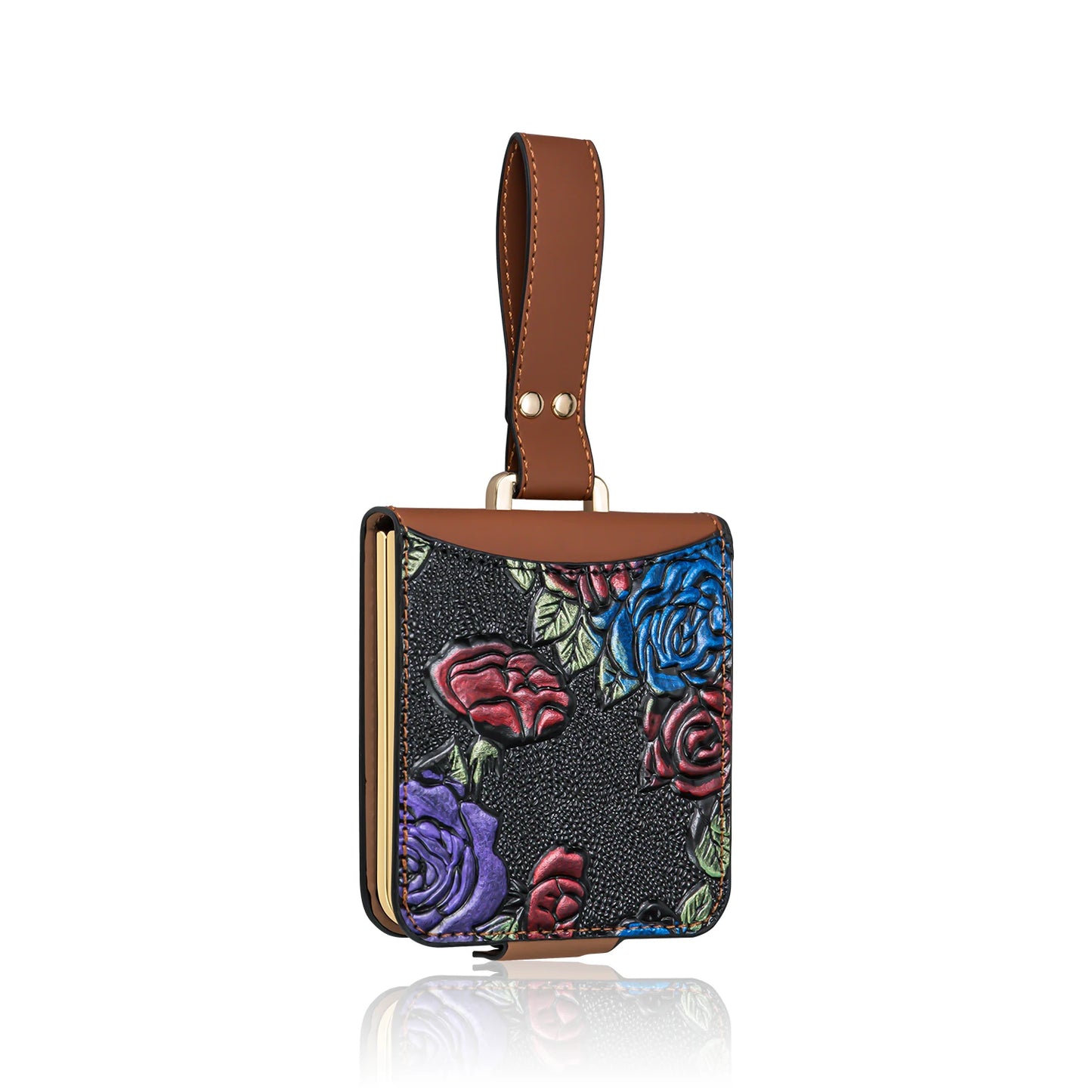3D Relief Painting Design PU Leather Phone Case for Galaxy Z Flip 7/6/5/4/3 with Card Slots And Wrist Strap&Screen Protector