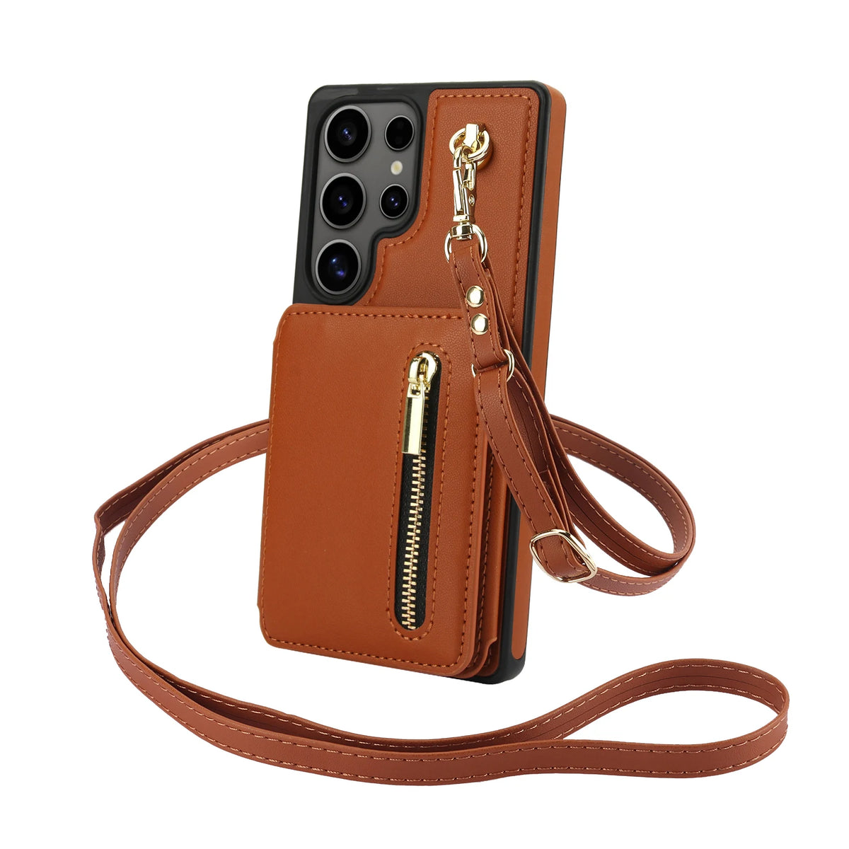 Crossbody Zipper Cards Solt Leather Case For Samsung Galaxy S25 Ultra S24 S23 S22 Plus A16 A26 A36 Kickstand Lanyard Purse Cover