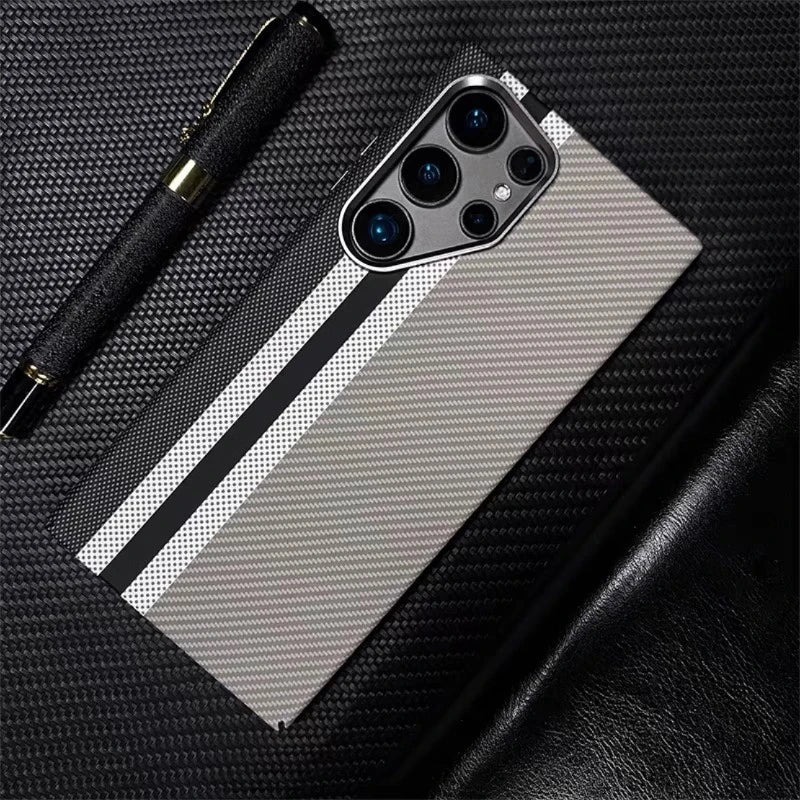 For Samsung S25 S23 S24 Ultra Plus Carbon Fibre Relief MagSafe Phone Case Wireless Charging PC Shockproof Cover For Galaxy S25+