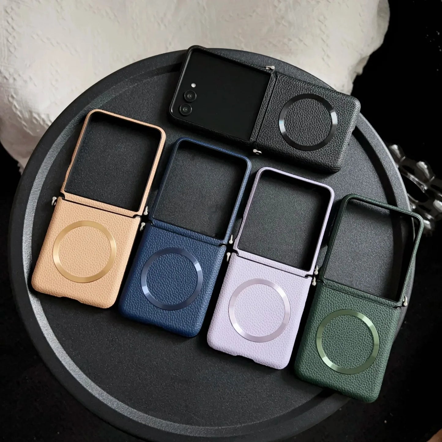 For MagSafe Magnetic Wireless Charging Litchi Texture PU Leather Case For Motorola Moto Razr 60 50 Ultra Plus 2024 Mobile Cover