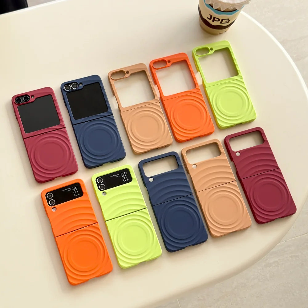 Soft Silicone For Magsafe Magnetic Water Ripple Case For Samsung Galaxy Z Flip 7 6 5 4 3 5G Wireless Charging Shockproof Cover