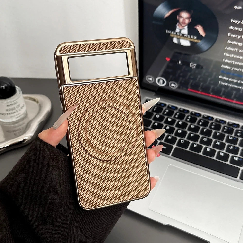 Pixel 10proXL Business Leather Magnetic Phone Case for Google Pixel 8 9 Pro 9A 8A 9 ProXL Pltaing Frame Shockproof Magsafe Cover