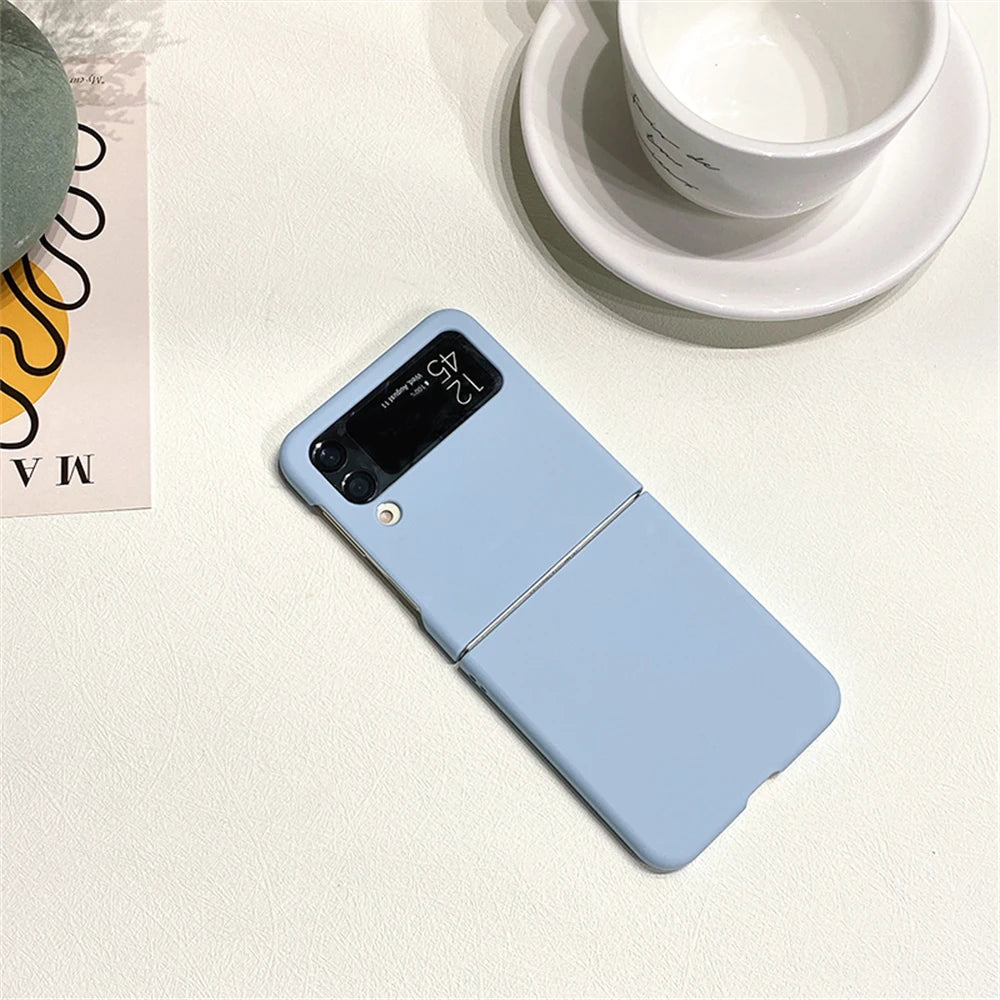 Candy Color Frosting PC Case For Samsung Galaxy Z Flip 6 5GFor Z Flip5 Flip3 Flip4 Ultra Thin Solid Color Hard PC Back Cover
