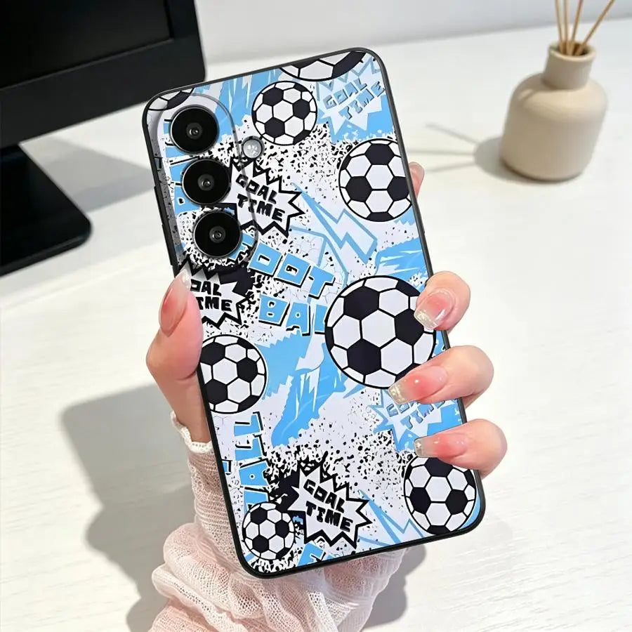 Cartoon Soccer Seamless Phone Cover Case for Samsung Galaxy S26 Ultra S25 Plus S26+ S25+ S10 S9 S24+ S23 Note 20 8 9 10 S20 S21