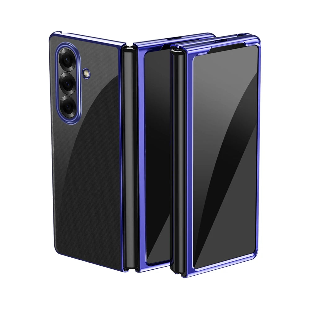 Luxury Electroplated Case For Samsung Galaxy Z Fold 7 6 5 4 3 5G Folding Screen Electroplated PC Transparent Protective Cover