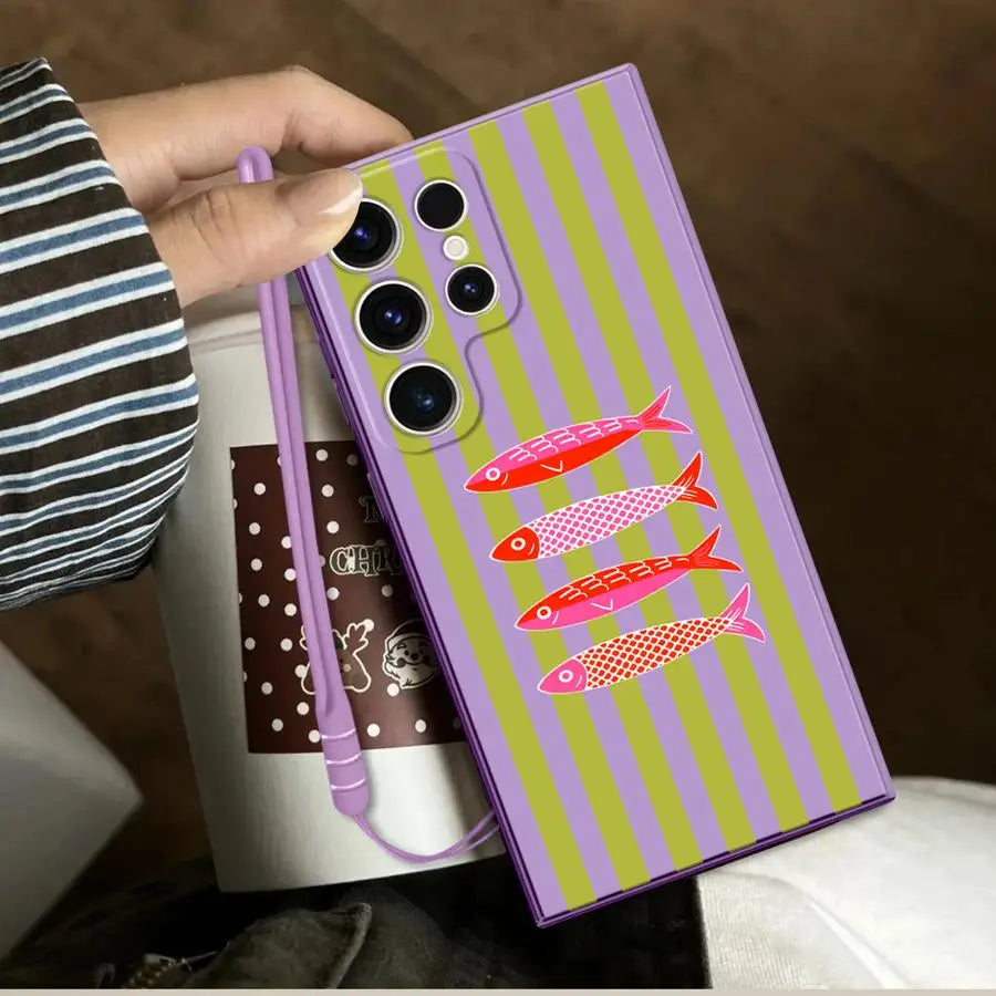 Case for Samsung Galaxy S26 Ultra S25 Plus S23 S20 FE S21 Note 20 10 S22 S24 Phone Cover Color Fish Funny Fashion