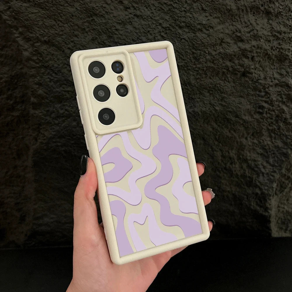 A55 A56 Case Colorful Striped Soft Silicone Y2K Case for Samsung Galaxy S25 Ultra S24 Plus S23 FE S22 S21 S20 A35 A25 A15 Cover