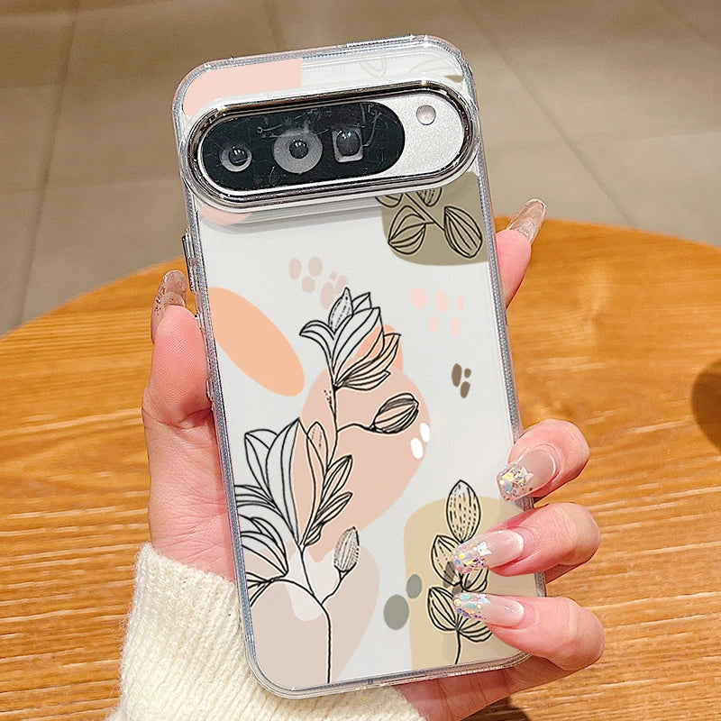 Colorful Floral Pattern Clear Phone Case For Google Pixel 10 9 8 7 Pro Pixel 9 10 Pro XL 7A 8A 9A Shockproof Soft TPU Back Cover