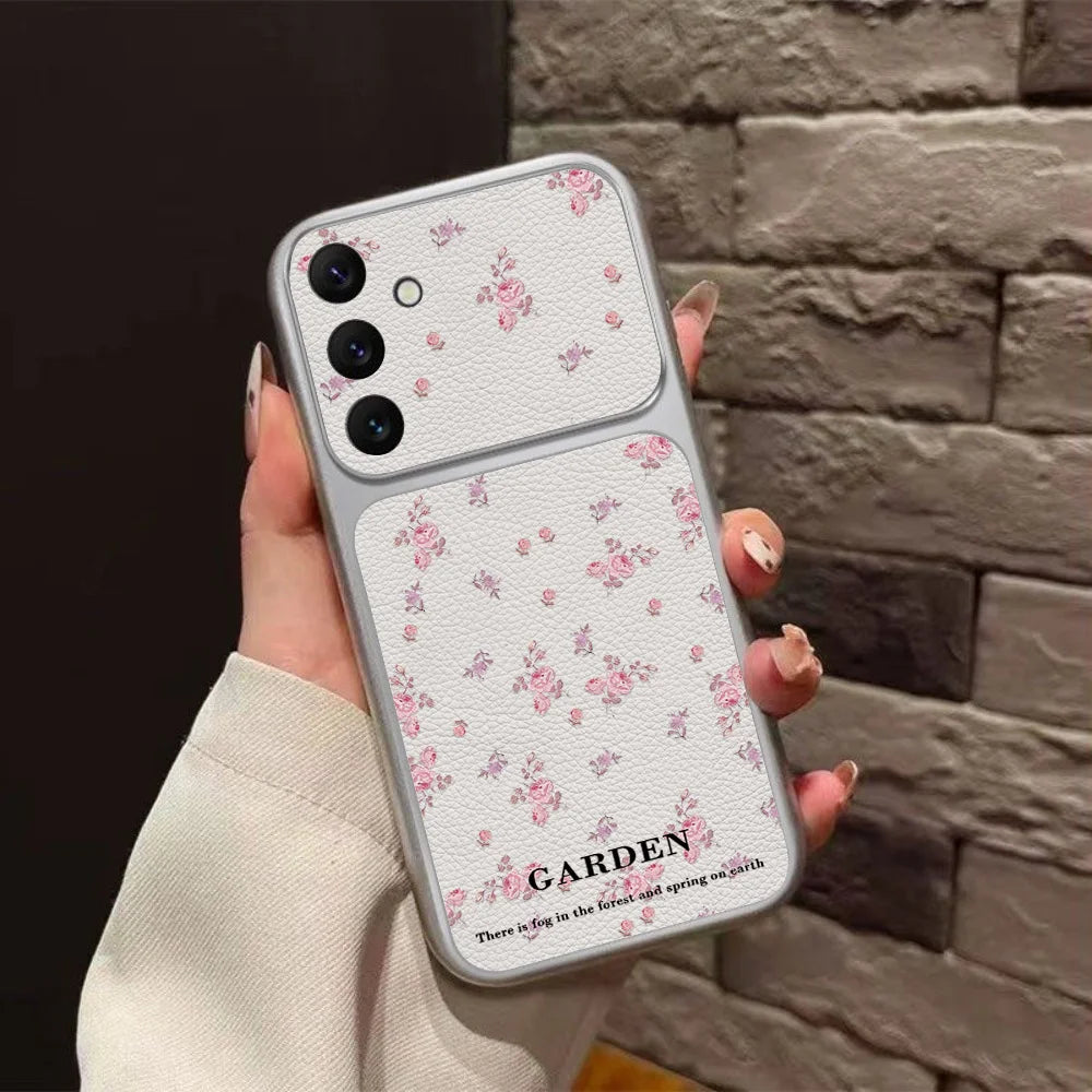 Camera Window Fower Phone Case For Samsung S26 Ultra S24 S25 FE S23 A56 5G A57 A37 A27 A17 A07 A06 A16 A26 A54 A55 Leather Cover