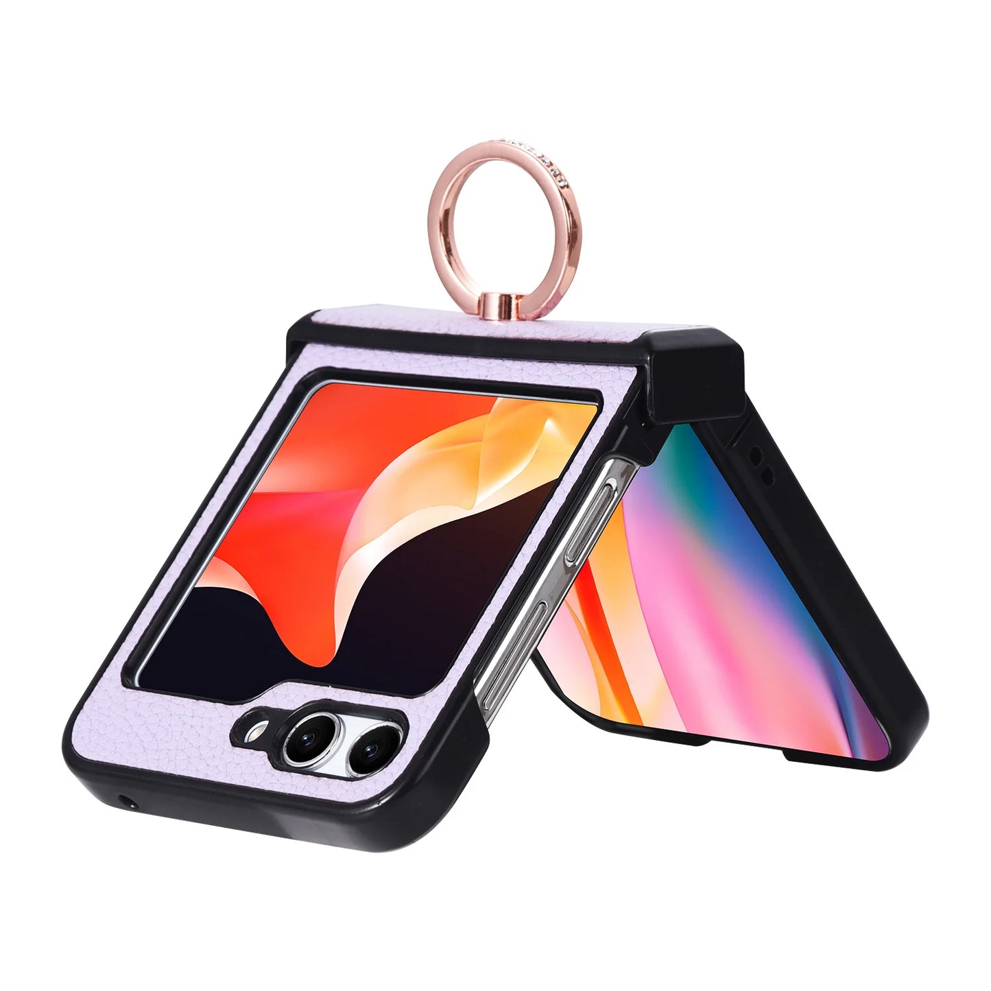 Grain Of Cloth Diamond Ring Bracket Case for Samsung Galaxy Z Flip 3 4 5 6 7 ZFlip 7 Flip 7FE Finger Ring Magnetic Stand Cover