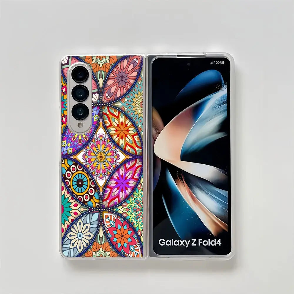 Persian Carpet Floral Pattern Phone Case For Samsung Galaxy Z Fold 7 6 Fold 5 ZFold 4 3 2 ZFold SE W26 W25 Folding Clear Cover