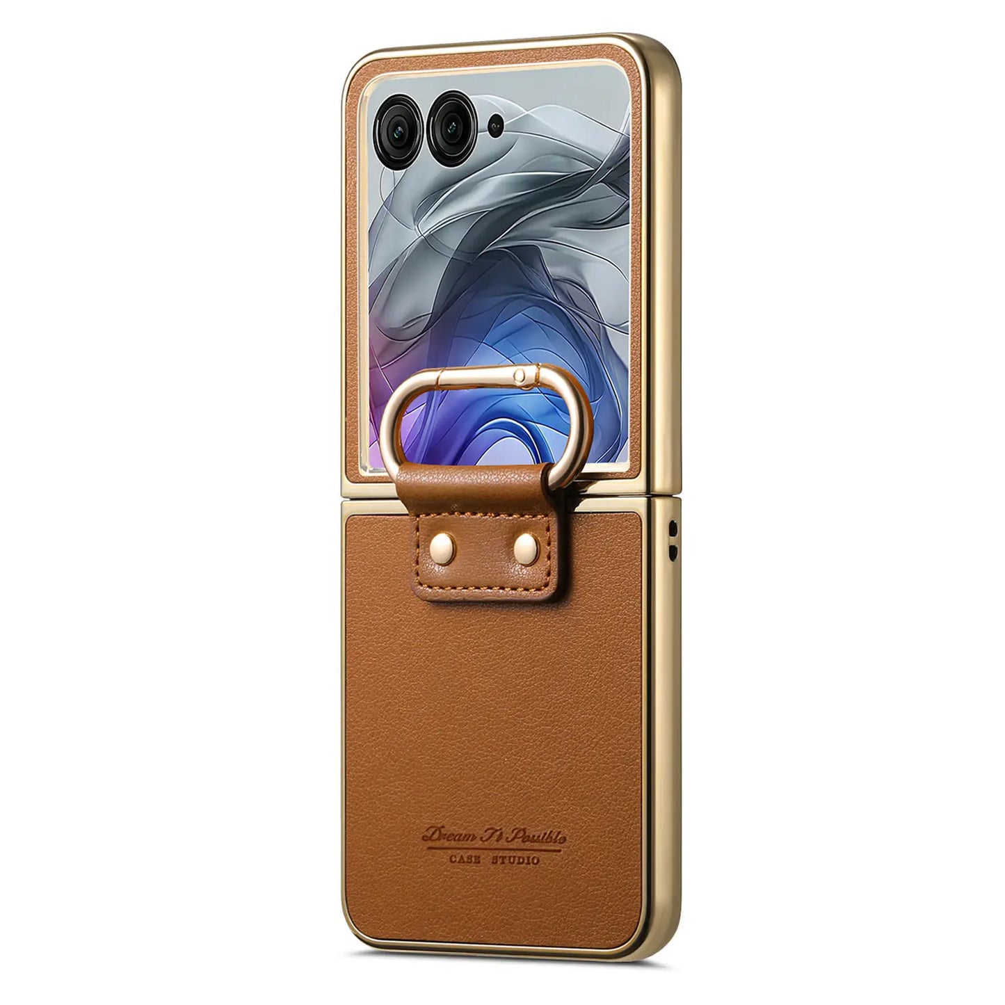Luxury Business Ring Holder Leather Case For Motorola Razr 60 50 Ultra Shockproof Slim Electroplated edge Skin Feeling Cover