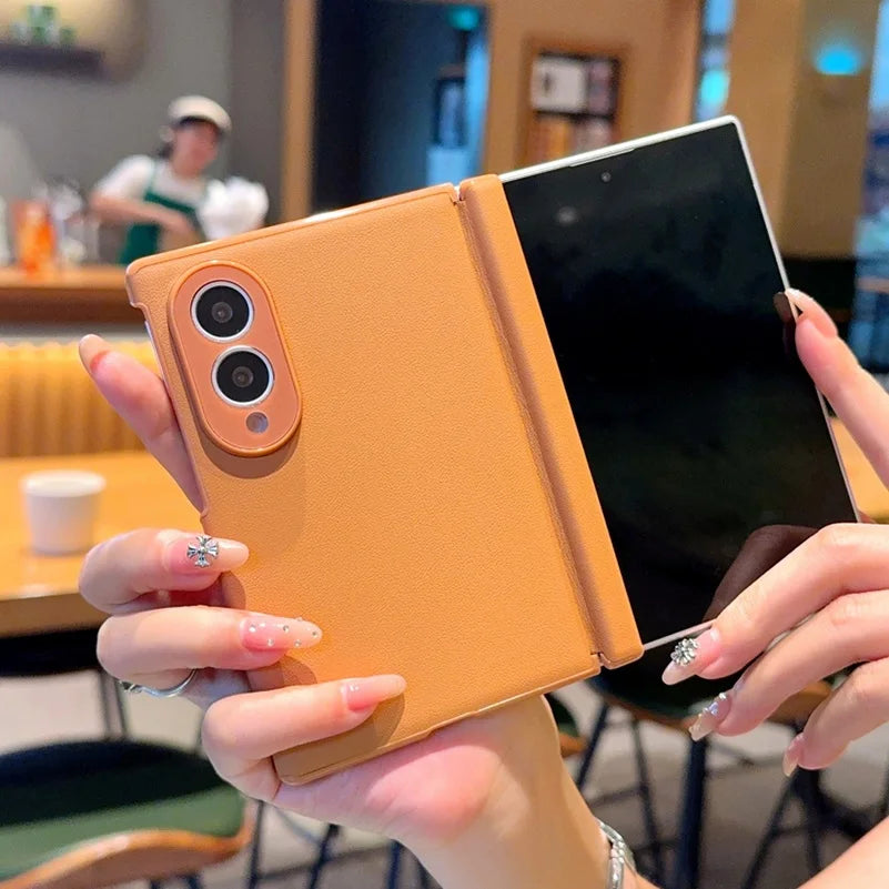 Fashion Color Phone Case For Samsung Z Fold 8 Fold8 Ultra Galaxy Z Fold 7 Slim Crosshatch Leather Texture Protective Cover