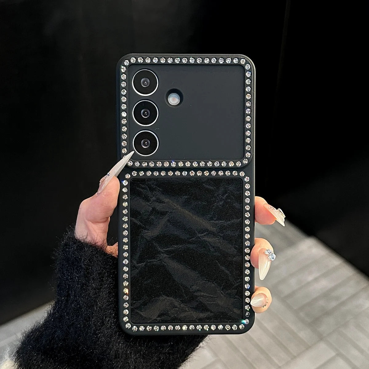 Fashion Snow Mountain Velvet Glitter Diamond Phone Case For Samsung S26 S25 S24 FE Ultra Plus Camera Protection Shockproof Cover