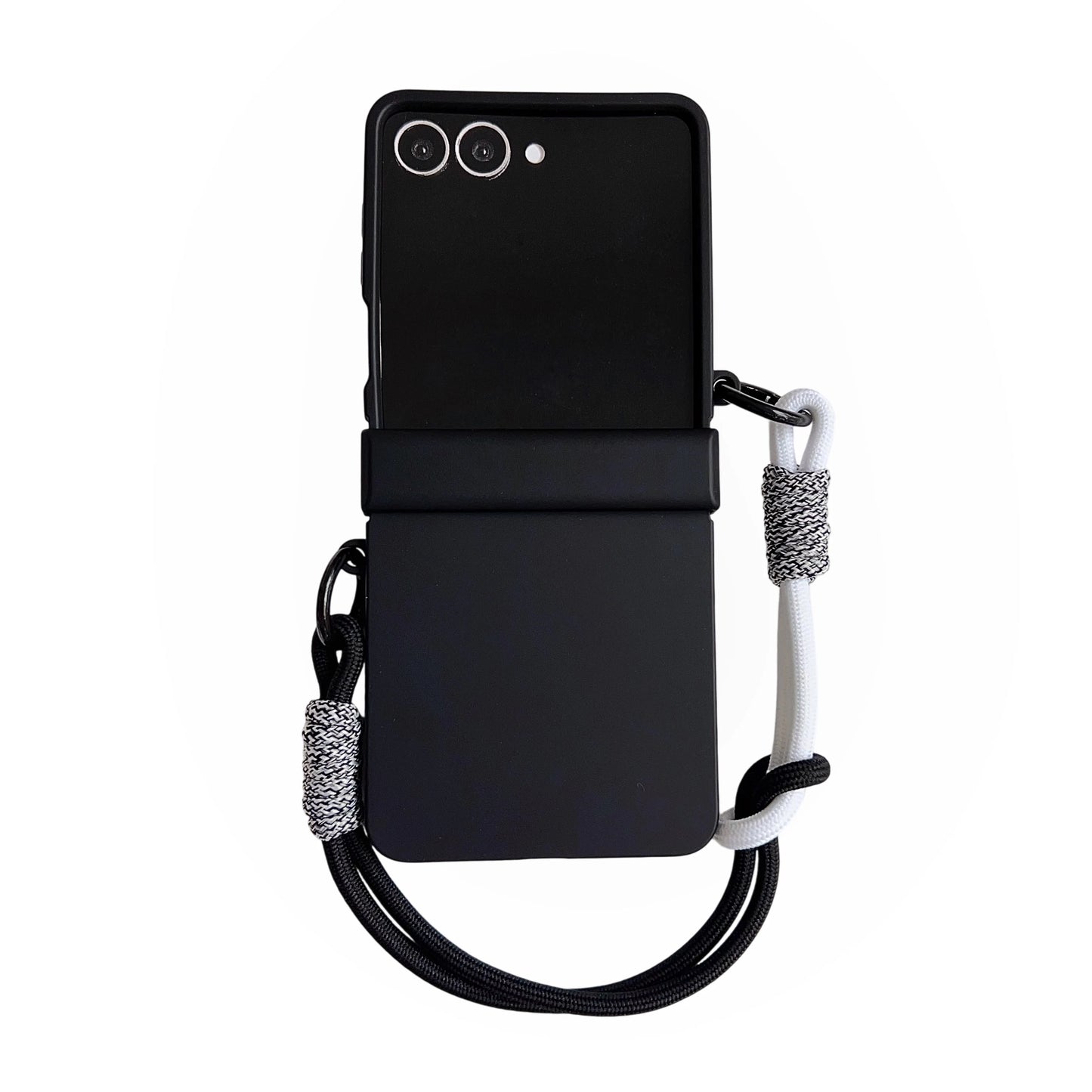 Korean Cute Gradient Color Phone Case For Samsung Galaxy Z Flip 7 6 5 4 3 ZFlip7 Flip6 5G Anti-lost Hand Strap Holder Back Cover