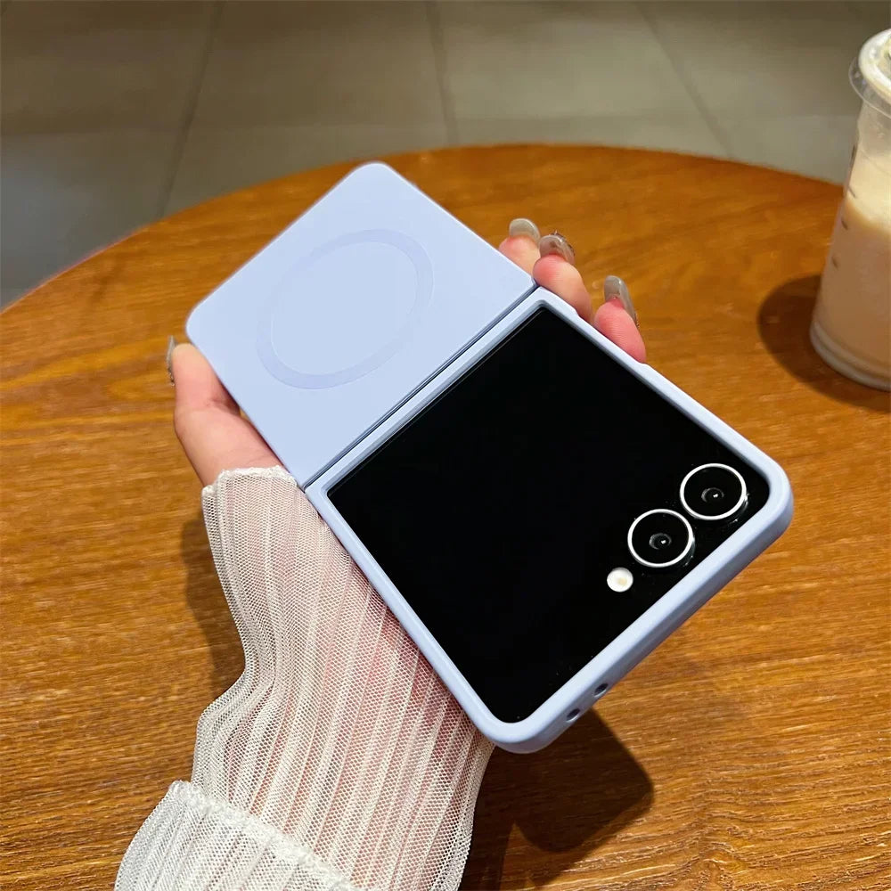 Liquid Silicone Soft Magnetic Phone Case for Samsung Galaxy Z Flip 7 6 5 4 3 5G Wireless Charging Shockproof Protection Cover