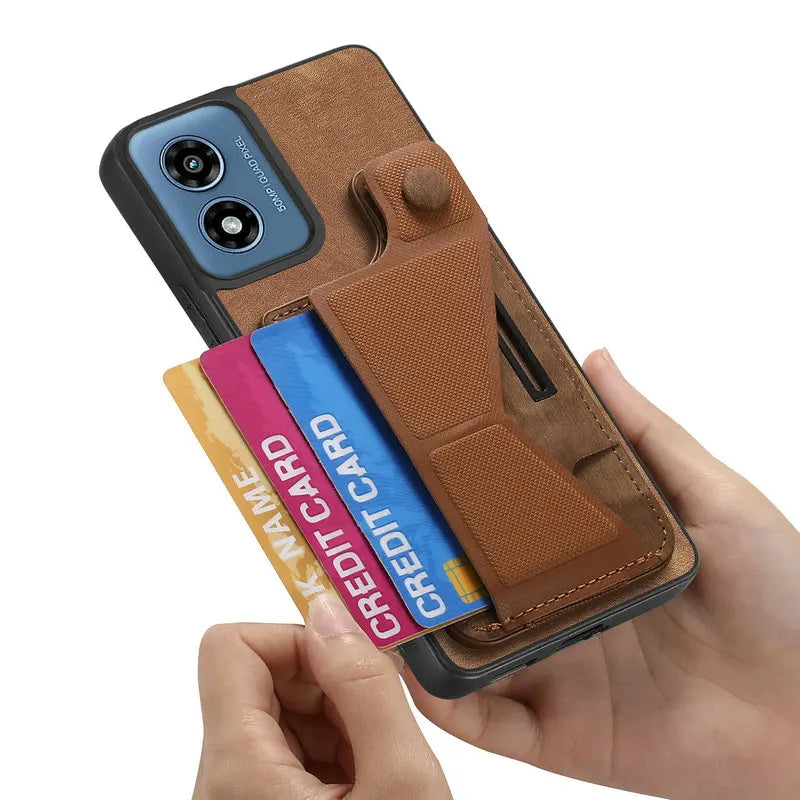 Leather Card Holder Capa for Motorola Moto G85 G55 G45 G35 G05 E15 S50 Neo Edge 60 Fusion Edge50 Pro 50 Neo 5G Bumper Back Case