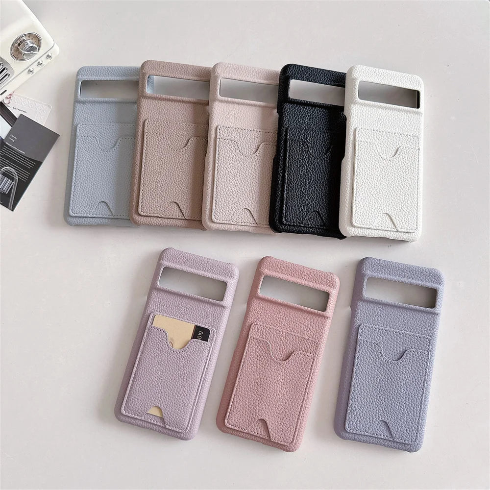 Fashion Leather Litchi Card Slot Bag Holder Phone Case For Google Pixel 9 8 7 6 Pro 7A 6A 8A Colorful Matte Cover For Pixel 9 XL