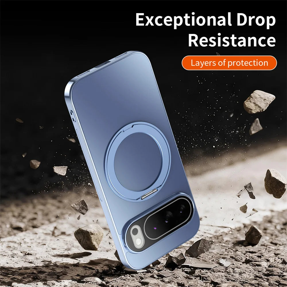 Luxury Rotating Magnet Ring Magnetic Stand Phone Case For Google Pixel9 10 Pro XL 9A 8 8A Solid Color Plating PC Protector Cover