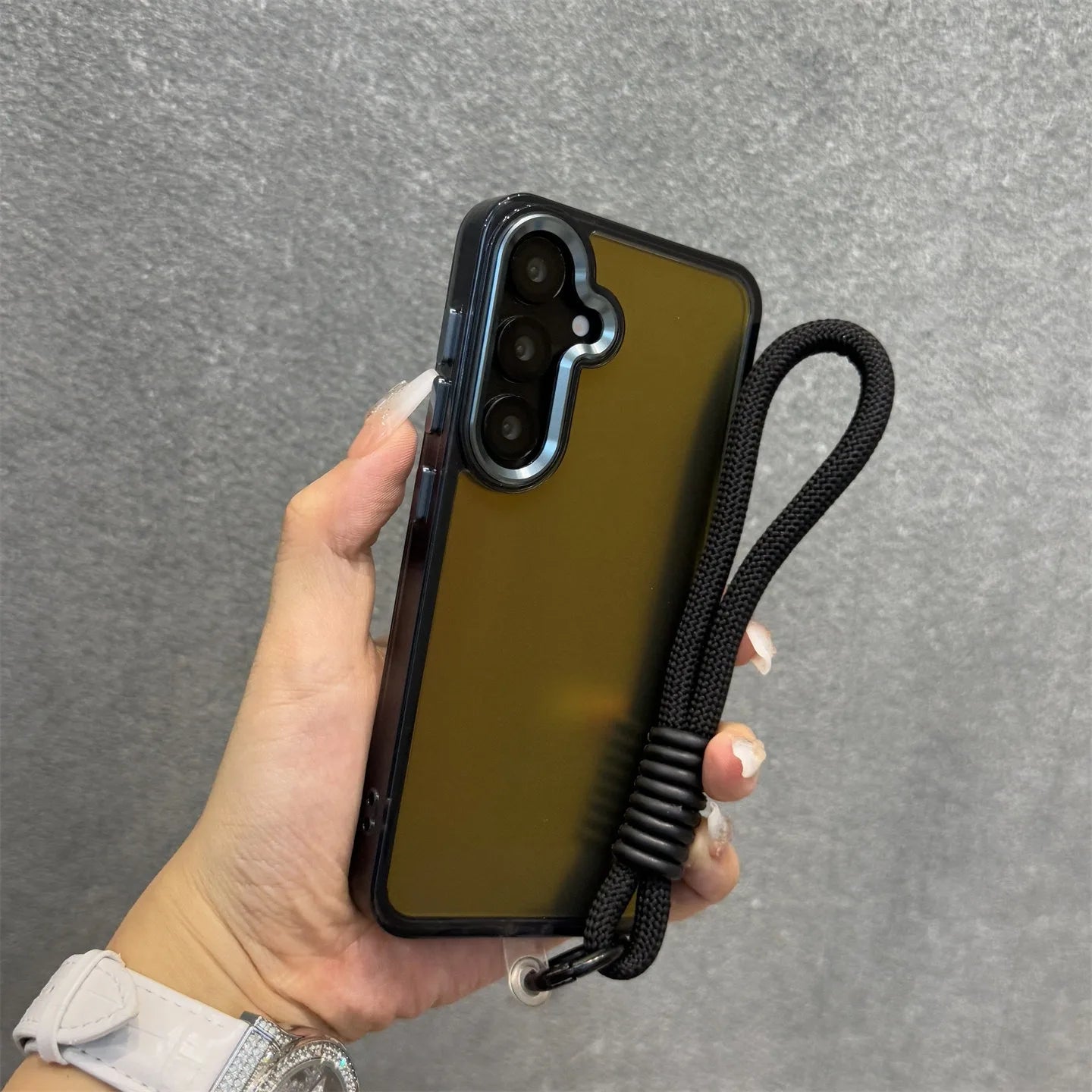 Aurora Matte Wrist Strap Case for Samsung Galaxy S26 S25 Ultra S24 S23 FE S22 Plus A55 A56 A16 A54 A35 A15 Lanyard Hard Cover