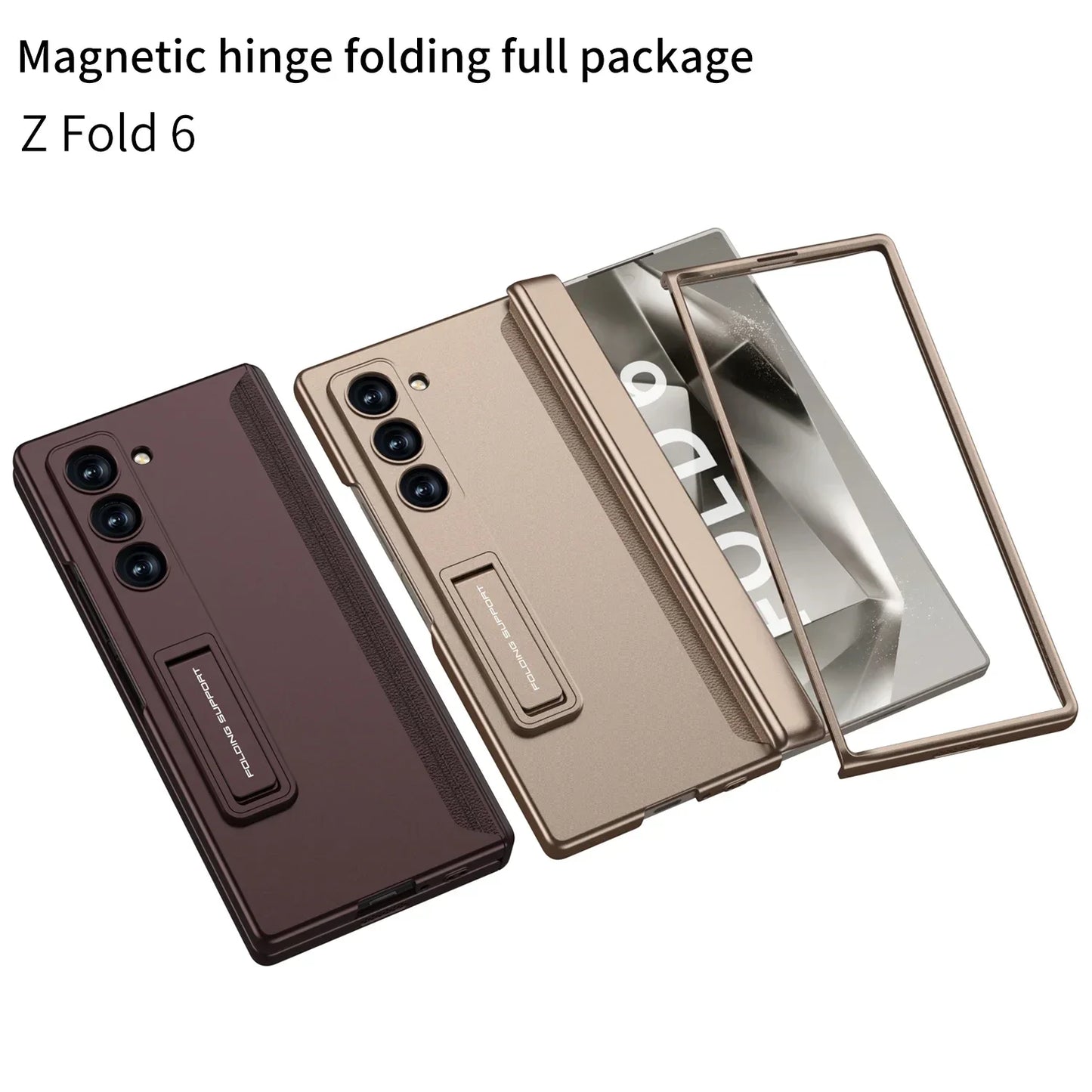 GKK Magnetic Hinge Armor Holder Case For Samsung Galaxy Z Fold 7 6 5 4 3 Stand Matte Hard PC Cover For Samsung Z Fold 6 5 Case