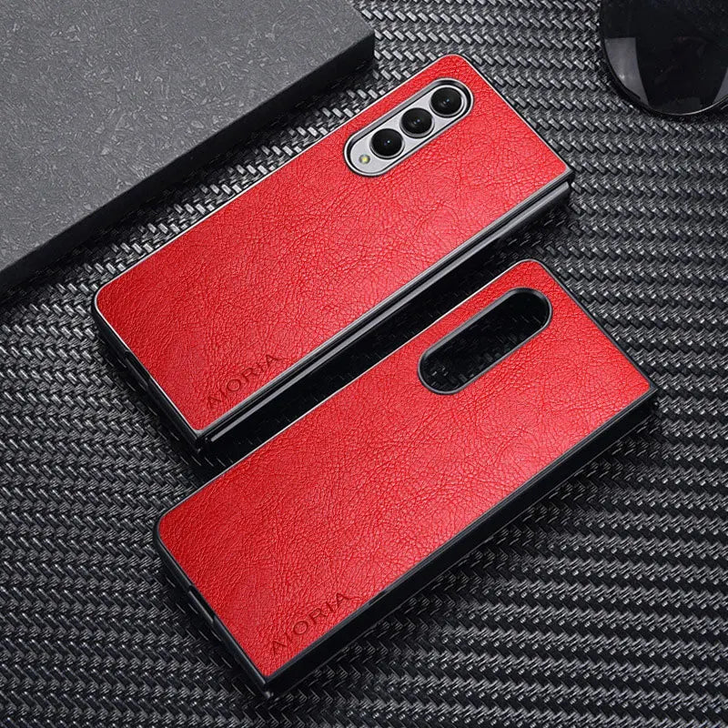 Case For Samsung Galaxy Z Fold 7 6 5 4 3 5G Premium Retro Litchi Leather Pattern Cover for Galaxy Z Fold 7 business style case