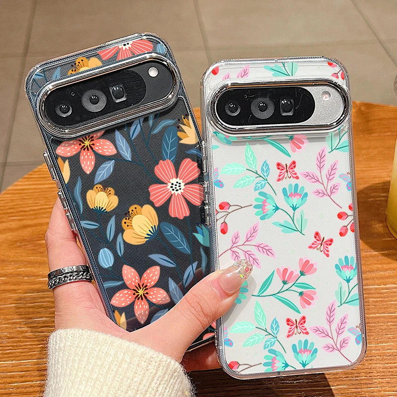 Colorful Floral Pattern Clear Phone Case For Google Pixel 10 9 8 7 Pro Pixel 9 10 Pro XL 7A 8A 9A Shockproof Soft TPU Back Cover
