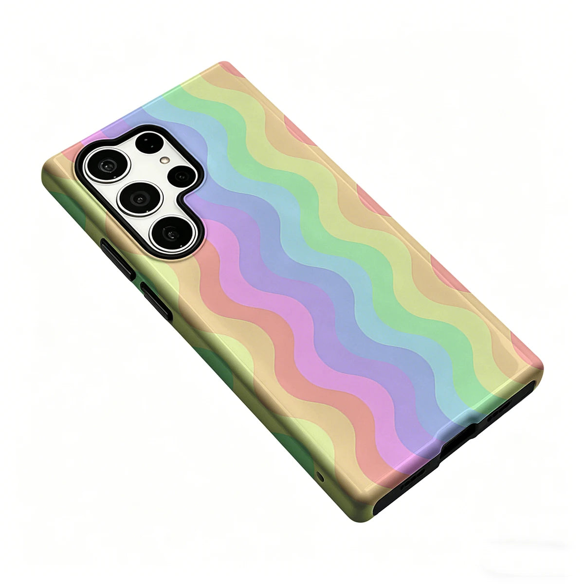 Rainbow Wave Stripe Phone Case for Samsung Galaxy S26 S25 Ultra S24 S23 Ultra Plus Glossy Double-layer Back Cover