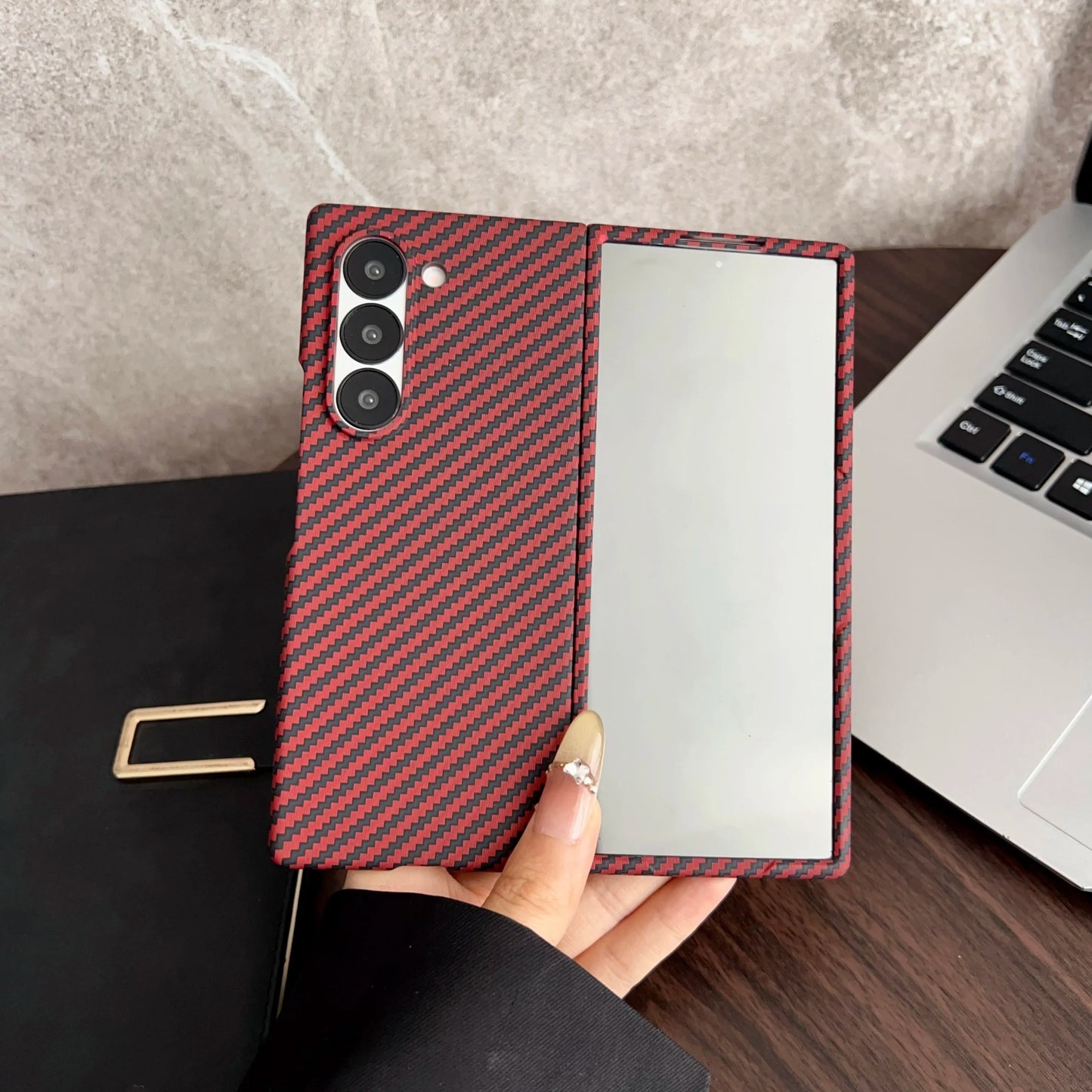 Carbon Fiber Magnetic Case For Samsung Galaxy Z Fold 6 5 4 3 For Magsafe Ultra Thin Wireless Charging Cover With Screen Film