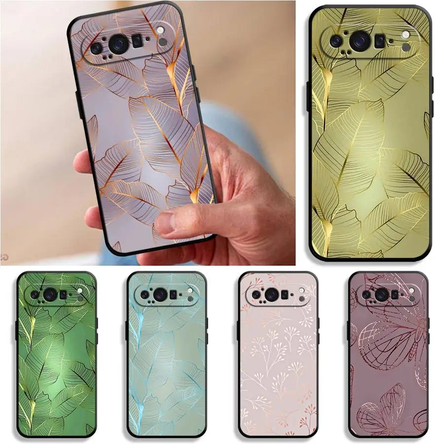 Pink Metallic Flowers Funda Phone Cover Case for Google Pixel 10A 7a 6a 10 9 Pro XL 9a 6 7 8 Pro 8a