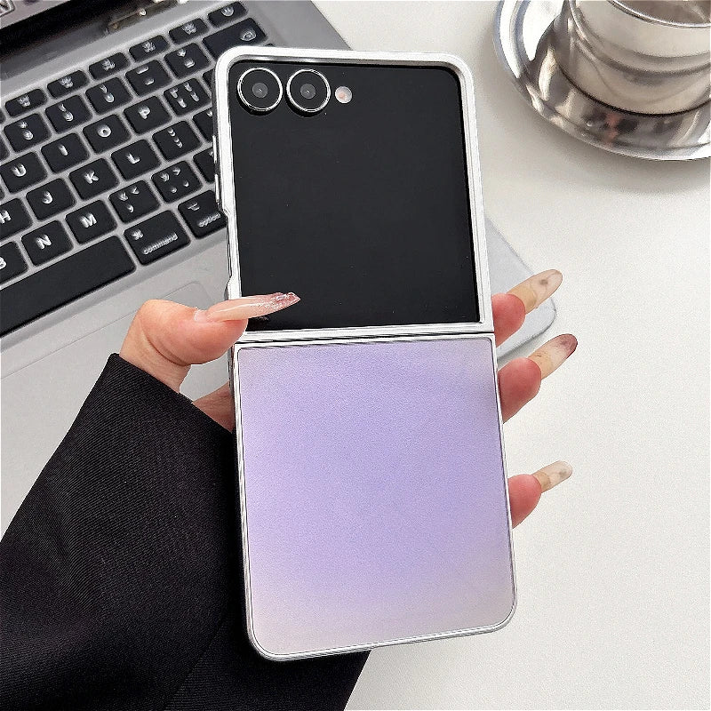 Stylish Color Collision Glossy Case For Samsung Galaxy Z Flip 3 4 5 6 7 5G ZFlip7 FE Flip6 5G Gradient Color Back Cover Funda