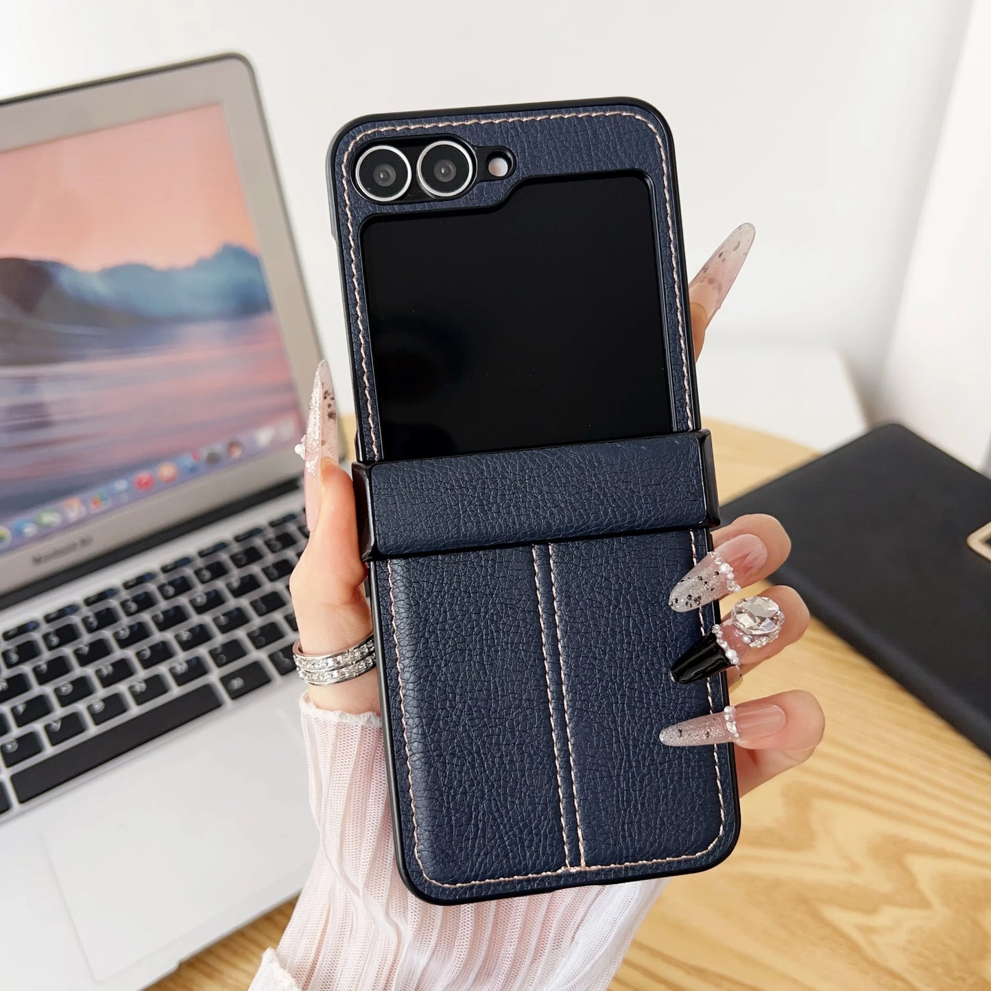 Business Retro Leather Texture Flip Phone Case for Samsung Galaxy Z Flip 7 6 5 4 3 Anti-Drop PU Material Inclusive Protect Cover