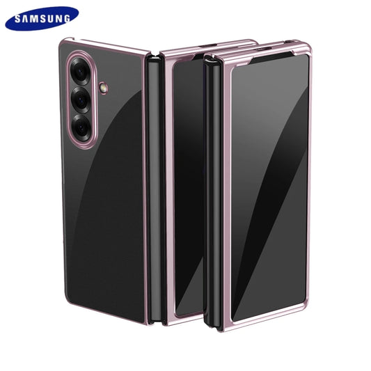 Luxury Electroplated Case For Samsung Galaxy Z Fold 7 6 5 4 3 5G Folding Screen Electroplated PC Transparent Protective Cover