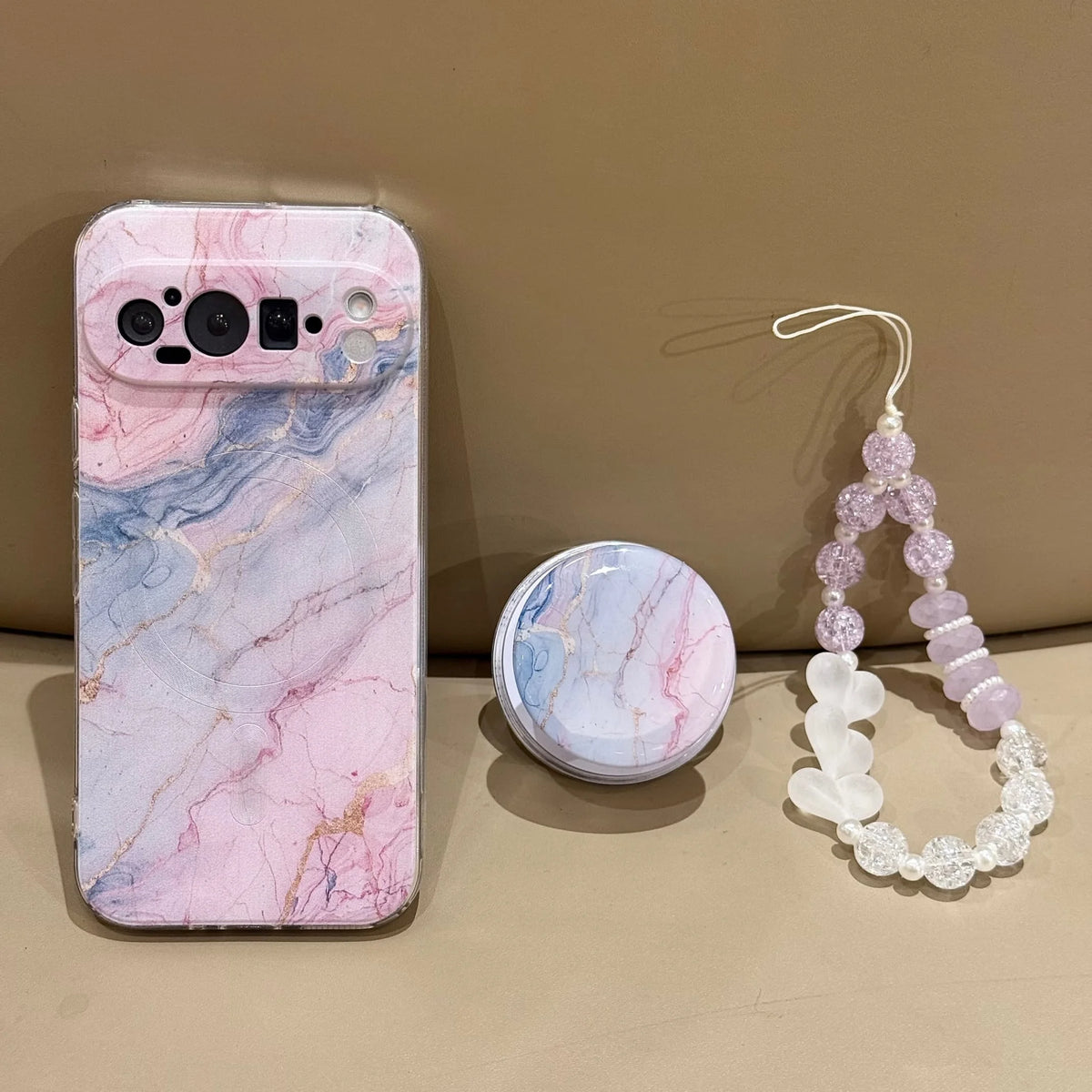 for Google Pixel 9 Pro XL Pixel 10 Pro XL Rope Strap Pendant Fold Phone Case Marble Patterned Shockproof Magnetic Soft Cover