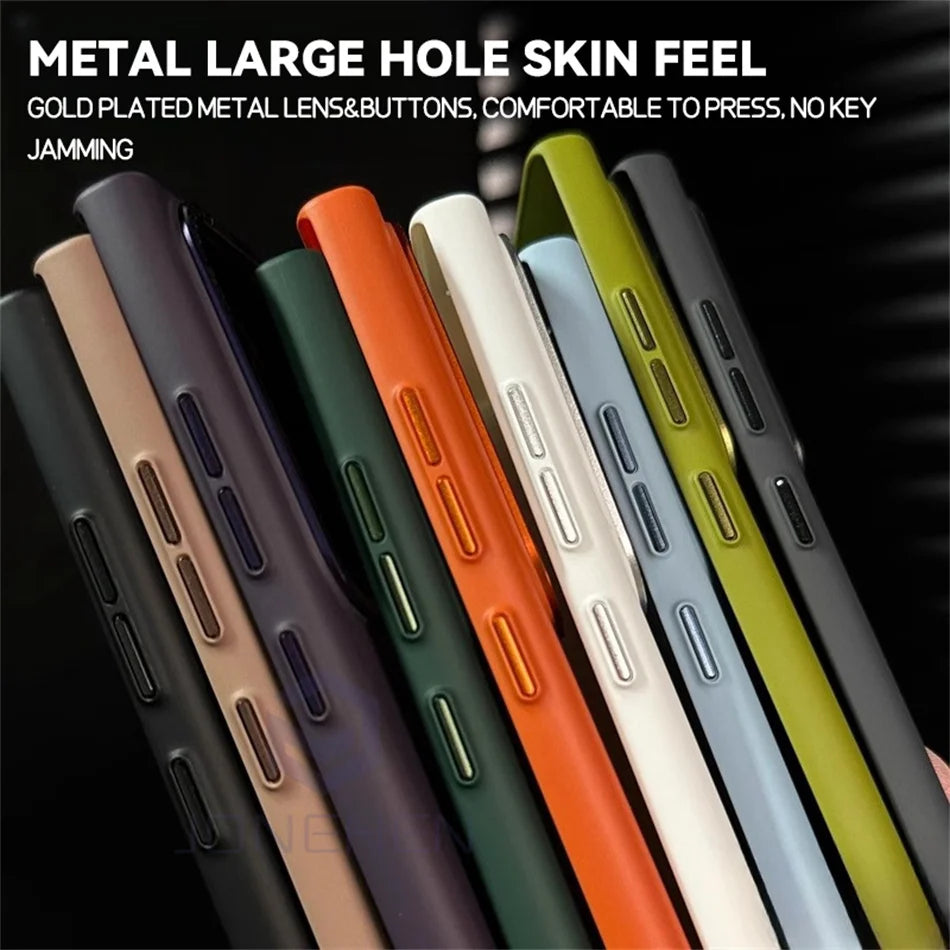 Slim Solid Color Skin Friendly Matte PC Case For Samsung Galaxy S24 S23 Ultra S22 Plus Luxury Alloy Len Hard Shockproof PC Cover