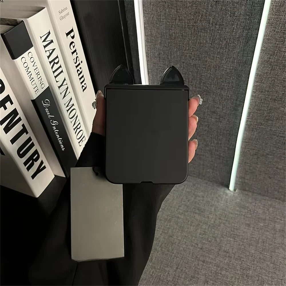 Japan Korean Cute 3D Cat Ears Phone Case For Motorola Razr 50 50ultra Razr40 Ultra Back Cover For Samsung Galaxy Z Flip 6/5/4/3