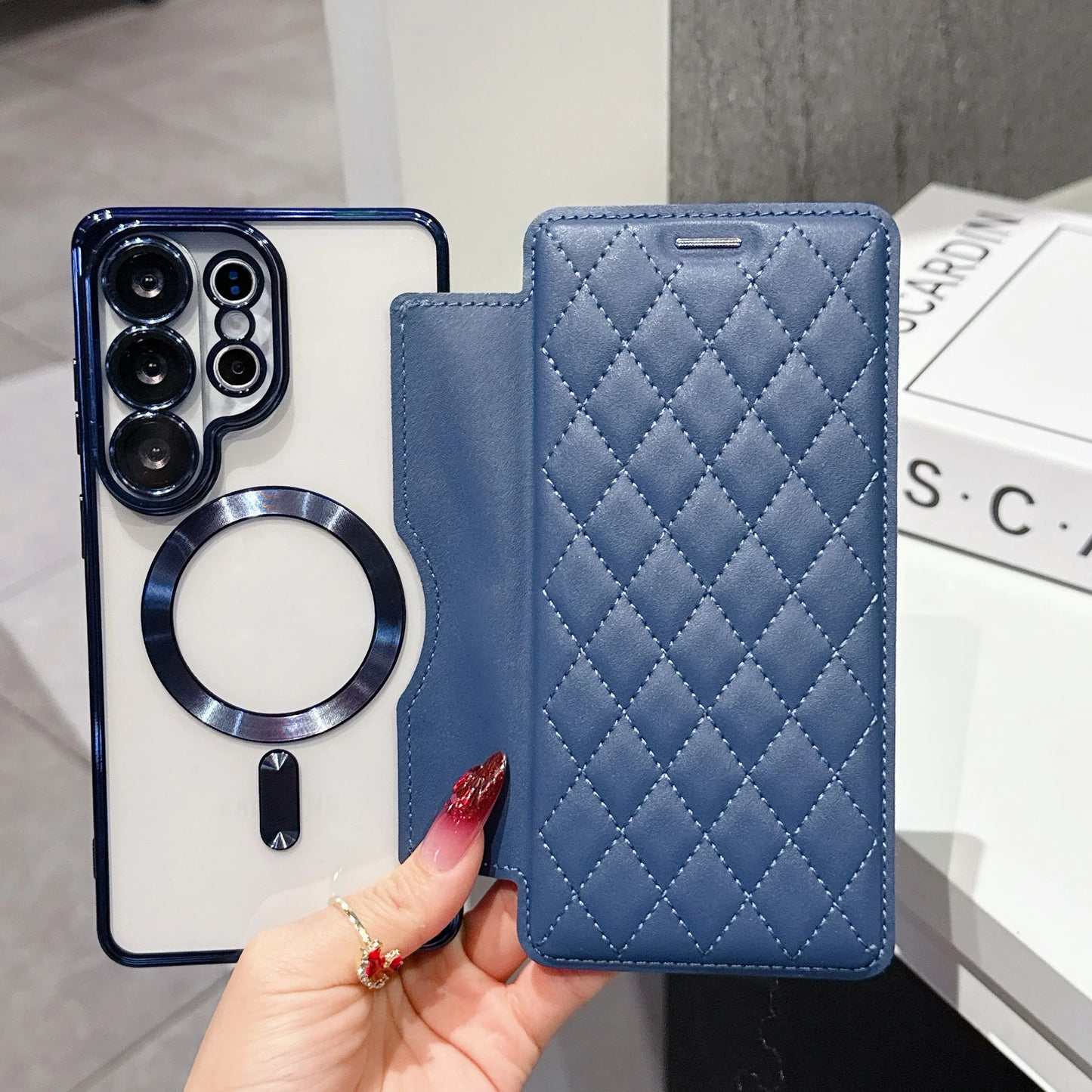 Card Storage Wallet Flip PU Leather Magnetic Case for Samsung Galaxy S26+ S25 S24 S23 FE S22 Ultra Plus A57 A55 Hard Clear Cover