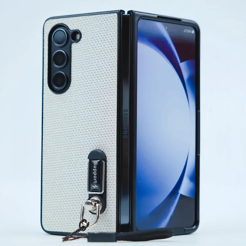Luxury Soft TPU Lanyard Holder Textured Shockproof Phone Case for Samsung Galaxy Z Fold 7 6 5 4 3 Heat Dissipation Bumper Cover