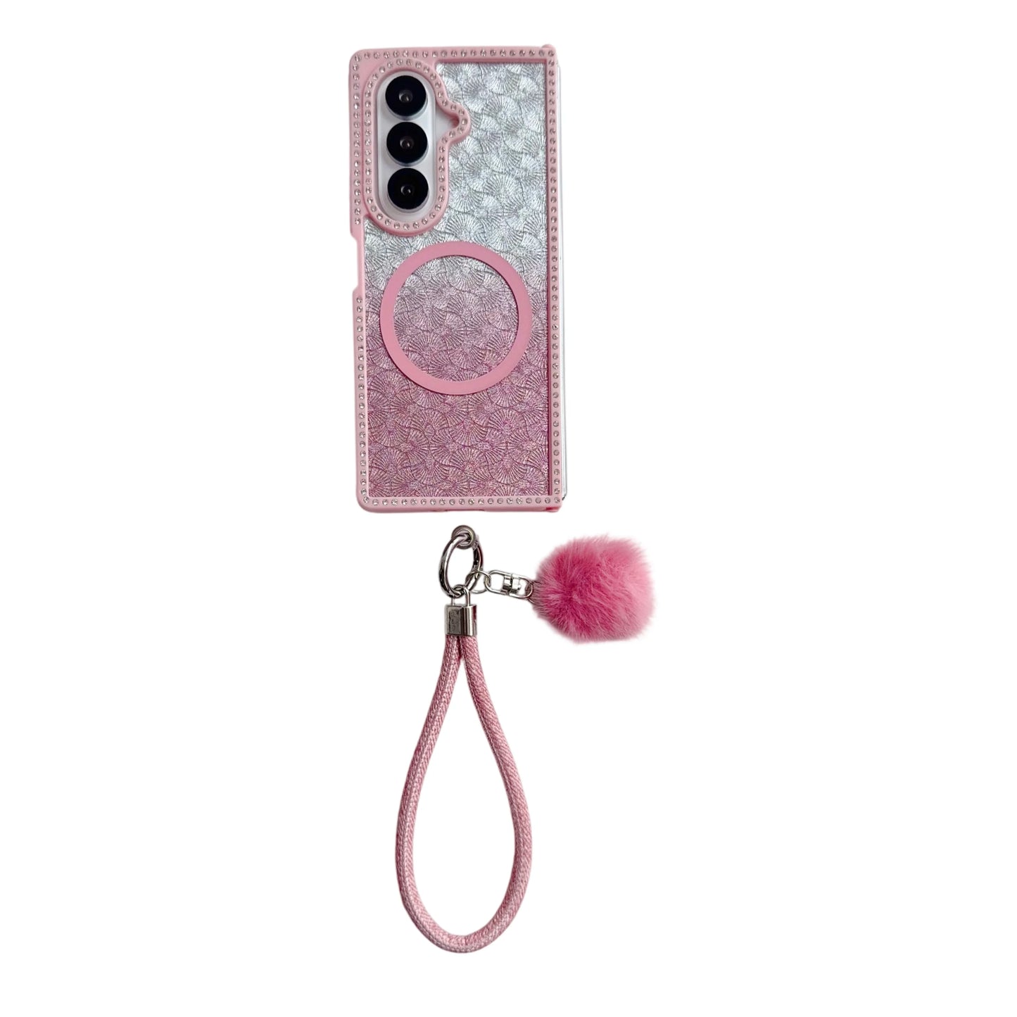 For Samsung Galaxy Z Fold 7 6 5 4 3 For Magsafe Case Bling Glitter Transparent Bracelet Folding Protection Hard Back Cover Funda