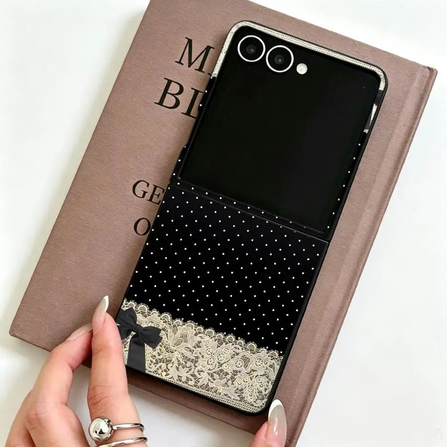 Case for Motorola Razr 70 50 70 Plus 60 Ultra 50/60 Back Phone Cover Luxury Funda Lace Polka Dot Bow