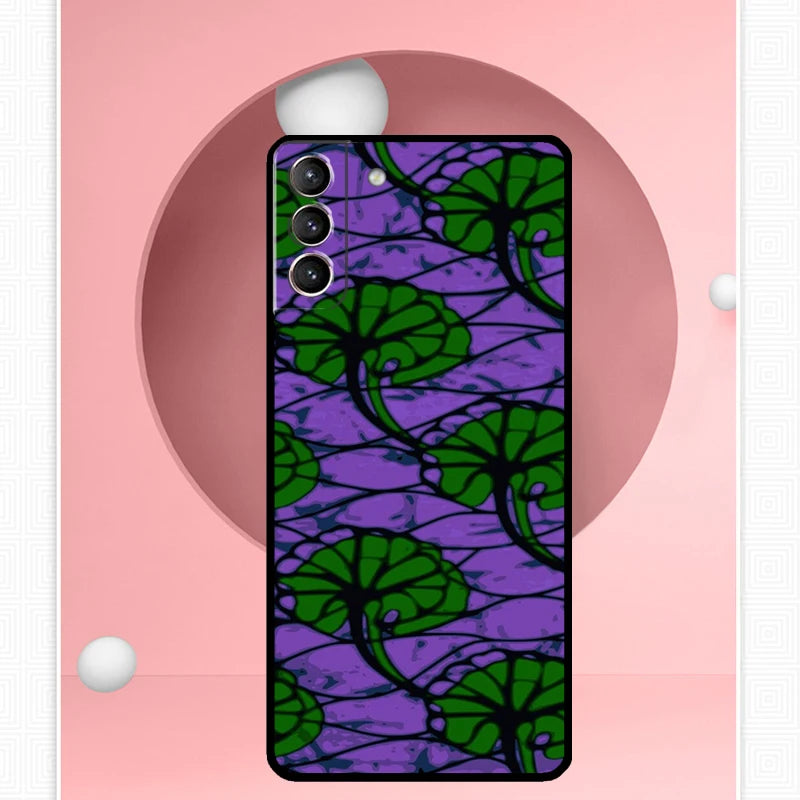 African Wax Pattern Fabric Case For Samsung Galaxy S24 S23 Ultra S22 S20 FE S21 FE Note 10 20 S8 S9 S10 Plus Cover