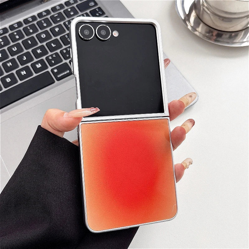 Stylish Color Collision Glossy Case For Samsung Galaxy Z Flip 3 4 5 6 7 5G ZFlip7 FE Flip6 5G Gradient Color Back Cover Funda