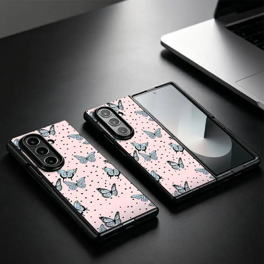 Polka Dot Butterflies Case for Samsung Galaxy ZFold7 ZFold5 Z Fold 7 6 5 4 3 ZFold3 ZFold6 ZFold4 Back Phone Cover