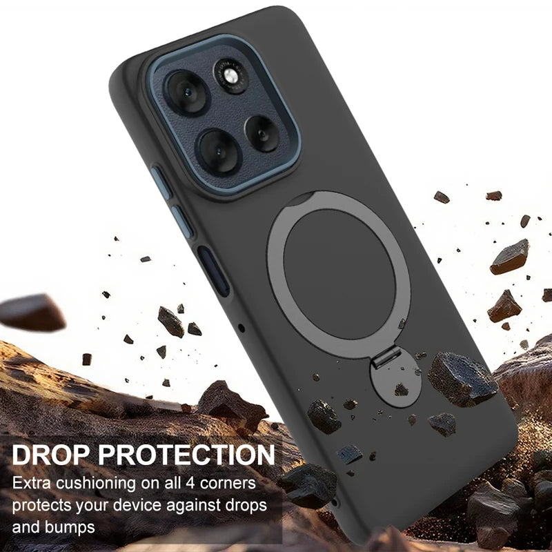 Solid Color Liquid Silicone Phone Case for MOTO  Motorola Edge 60 Pro Fusion 50 Neo G96 G86 Bracket Magnetic Velvet Back Cover