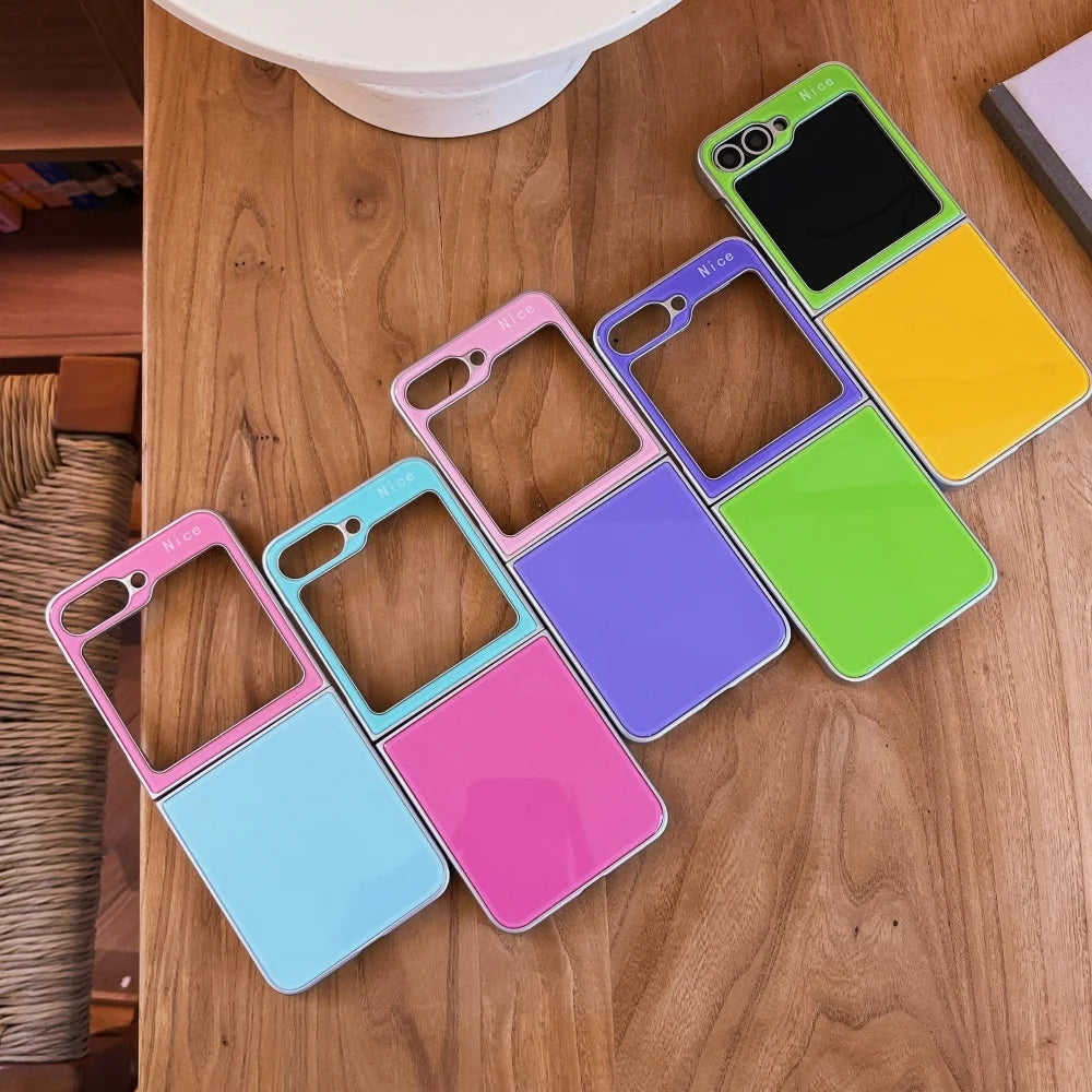 Cute INS Dopamine Colors Gradient Case for Samsung Galaxy Z Flip 8 6 5 Flip 7 3 4 Zflip8 Acrylic Hard Shockproof Cover